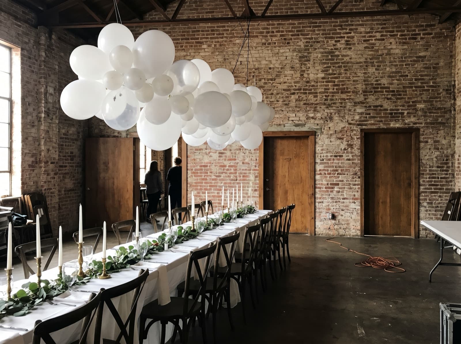 Balloon cloud over a sweetheart table